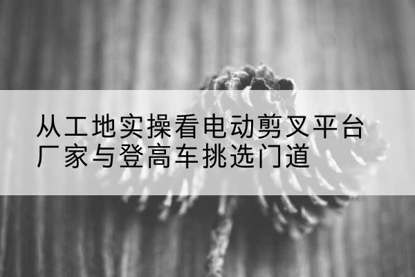 泰顺电动剪叉升降平台厂家-从工地实操看电动剪叉平台厂家与登高车挑选门道